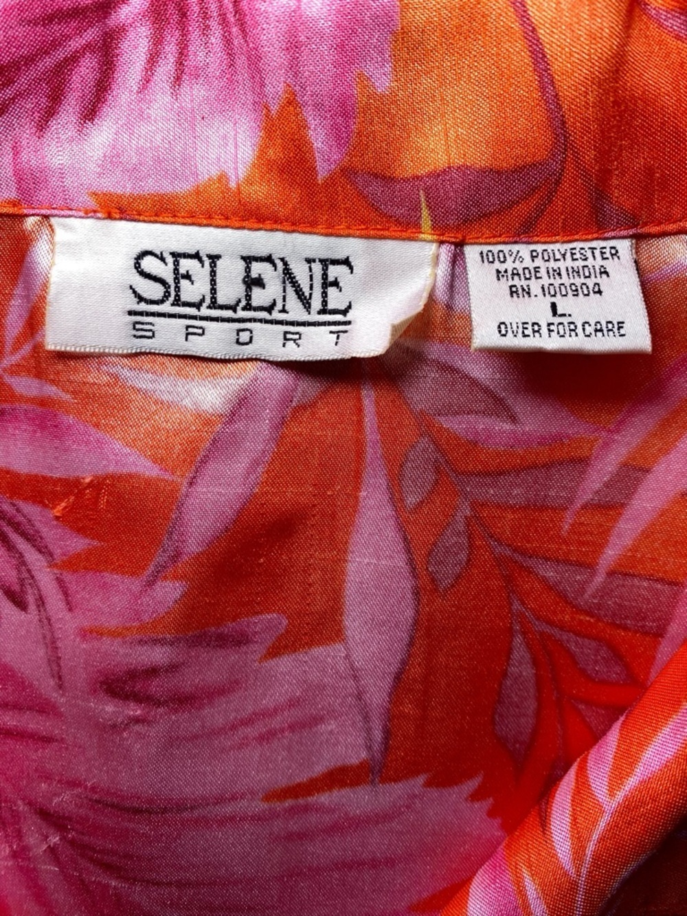 Selene Sport Tropical Orange & Pink Leaf Print Sleeveless Retro Y2K Midi Dress - Picture 7 of 15